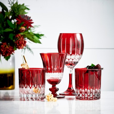 Wilshire Jewel Cut Mixed Goblets, 9-oz, Set of 4