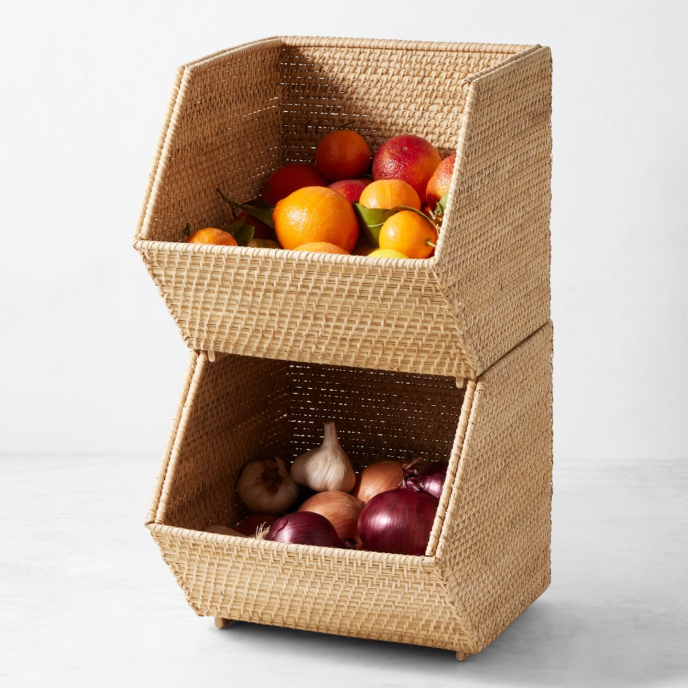 Hold Everything Rattan Stackable Bins