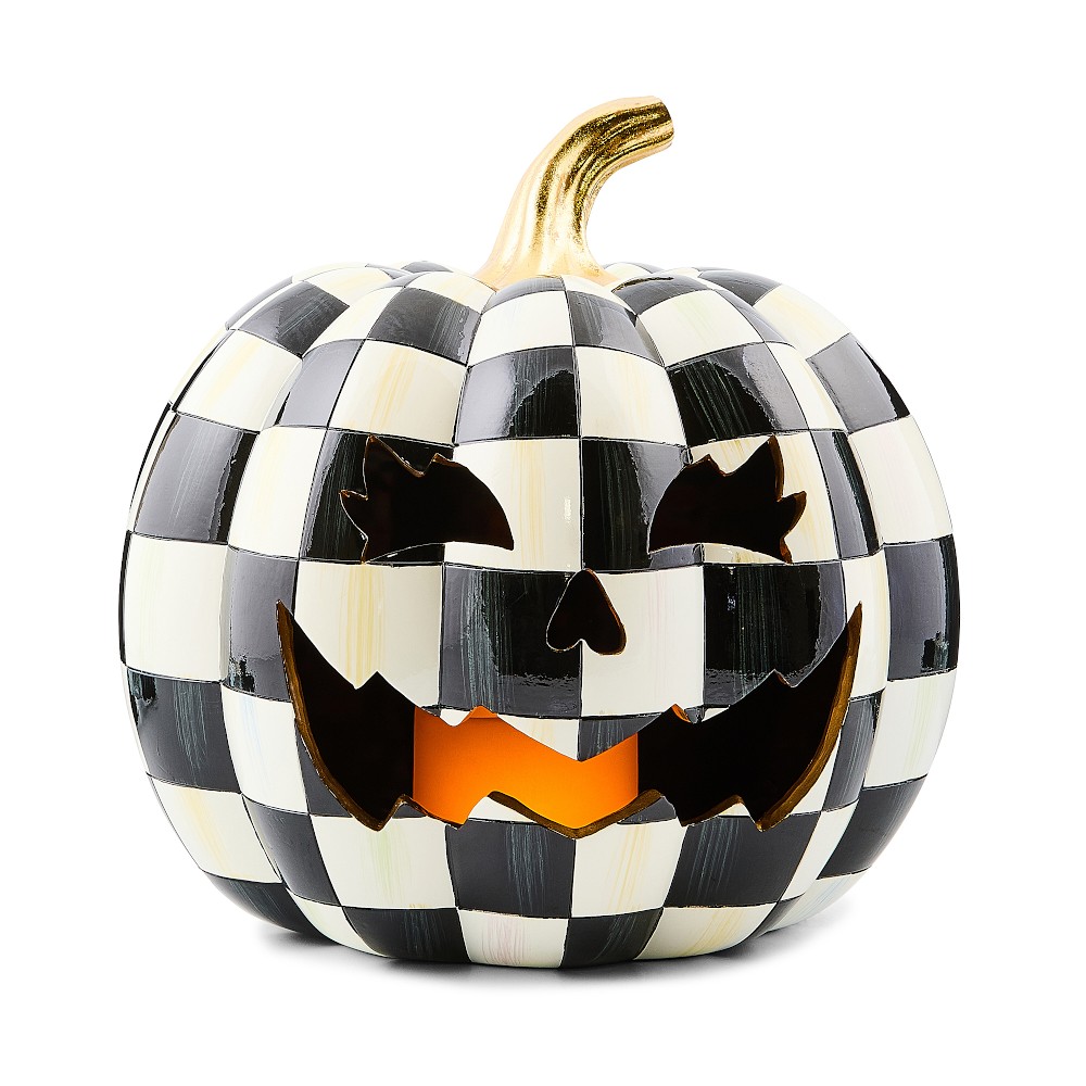 Mackenzie Childs Courtly Check Illuminated Jack O' Lantern