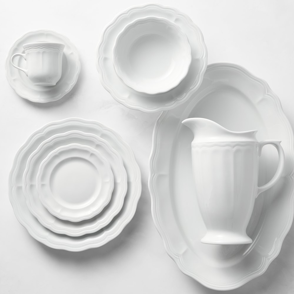Pillivuyt Queen Anne Porcelain Cups & Saucers, Set of 4