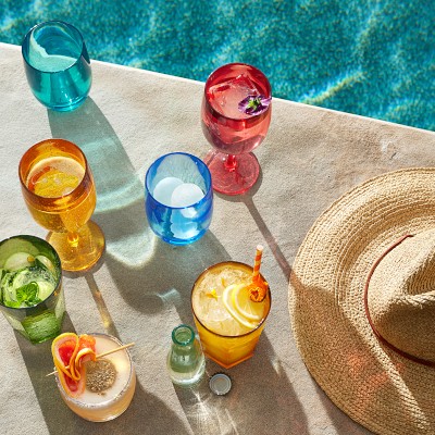 DuraClear® Tritan Outdoor Multicolored Wine Glasses, Set of 6