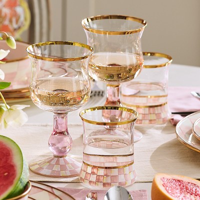MacKenzie-Childs Rosy Check Tumblers, 8-oz, Set of 2