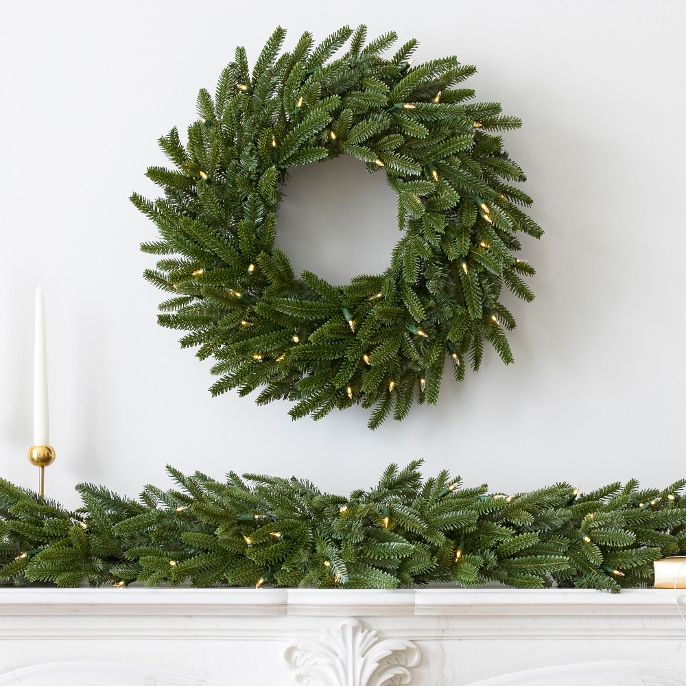 Balsam Hill Balsam Fir Pre-Lit Faux Wreath & Garland