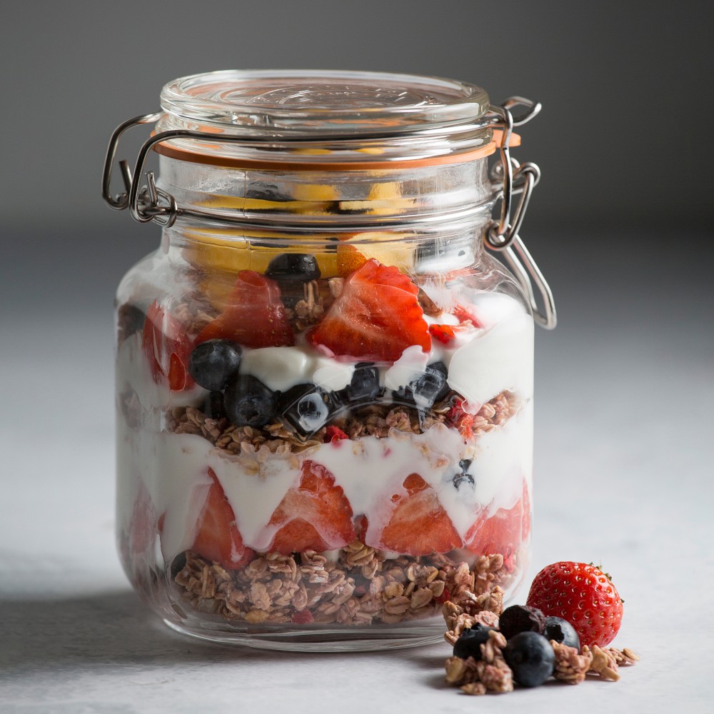 Kilner Square Clip Top Jar, 34 oz, Set of 6