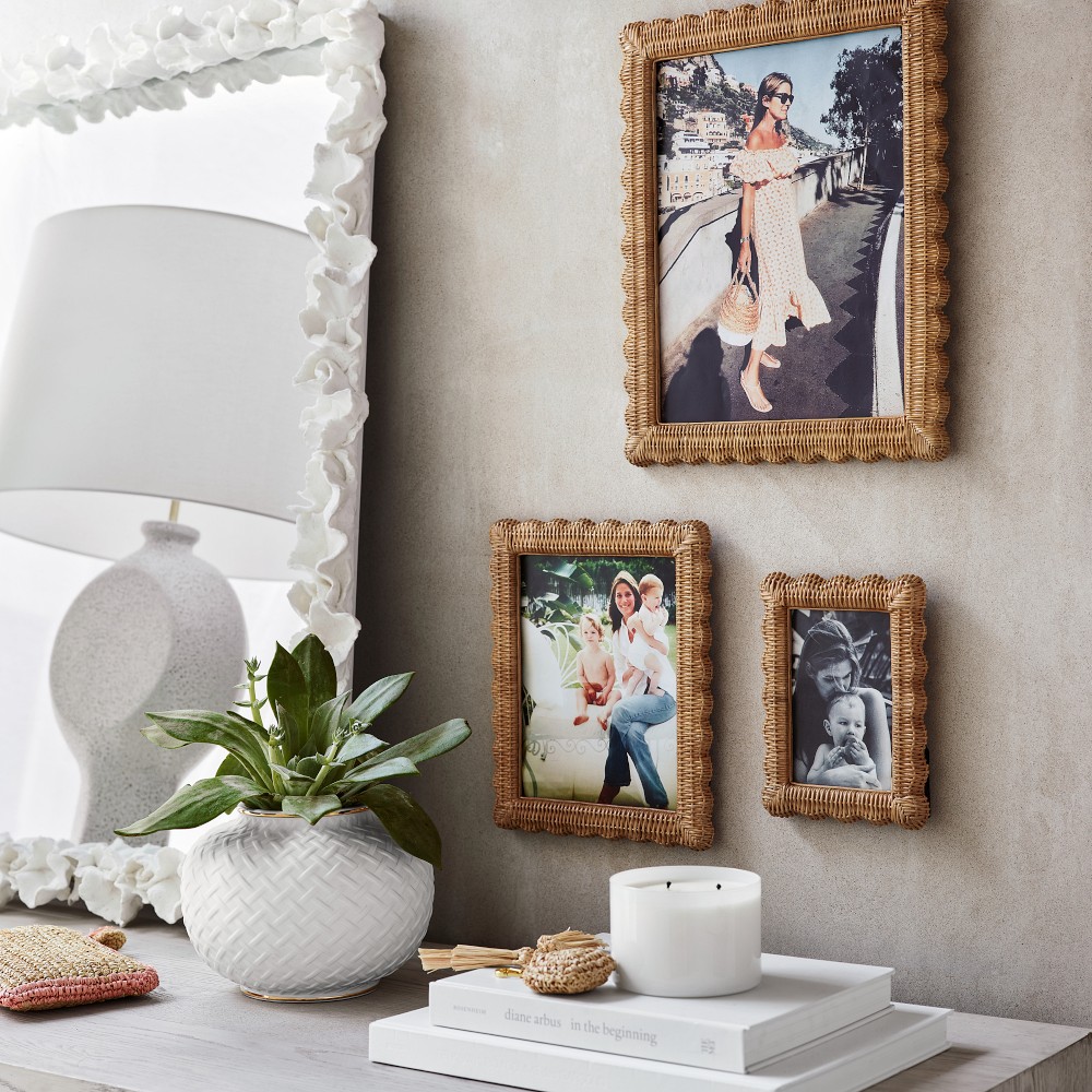 AERIN x Williams Sonoma Home Wicker Scalloped Gallery Picture Frame
