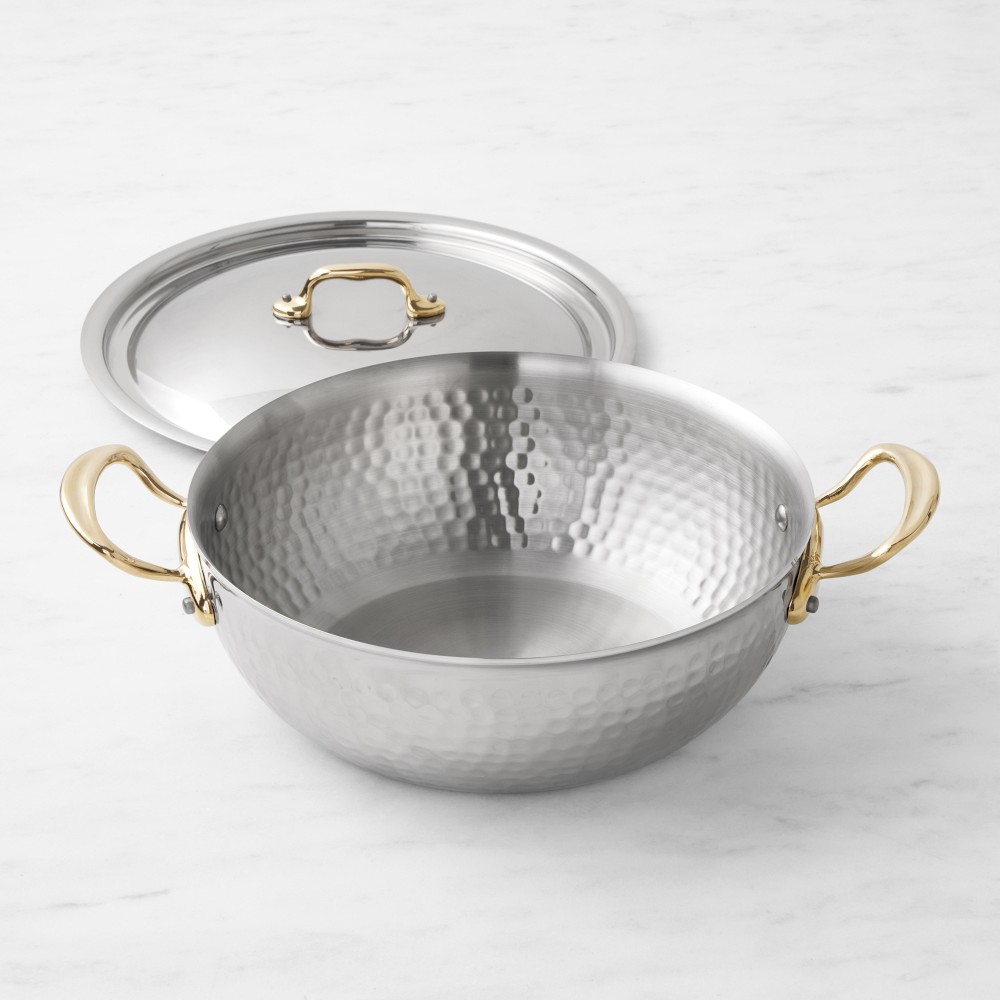 Mauviel M'Elite B Hammered Stainless-Steel Universal Pan, 5-Qt