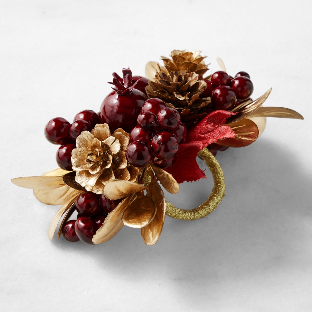 Kim Seybert x Williams Sonoma Botanical Spray Napkin Rings, Set of 4