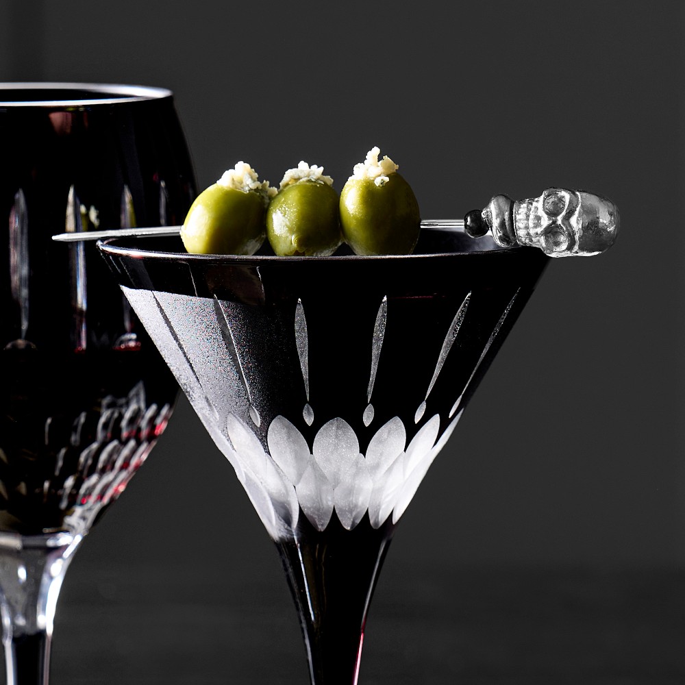 Wilshire Jewel Cut Black Mixed Martini Glasses, Set of 4