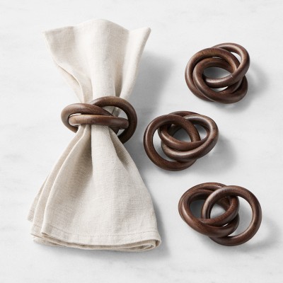 Three Ring Wood Napkin Rings, Set of 4