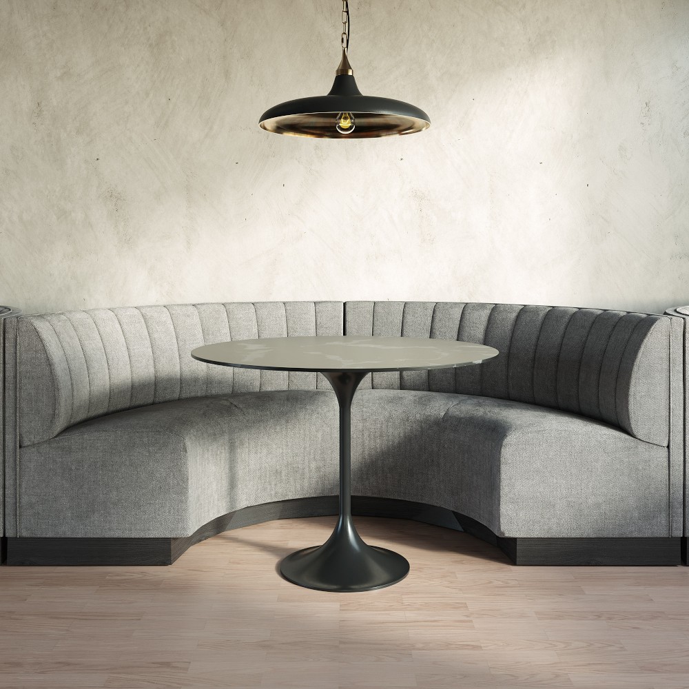 Garbo Upholstered Customizable Banquette – Vertical Tufting