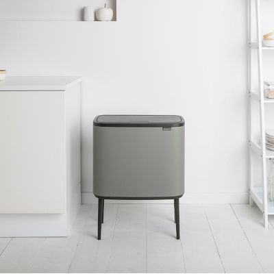 Brabantia Bo Touch Top Multi Compartment Recycling Trash Can, 3 x 3 Gallon
