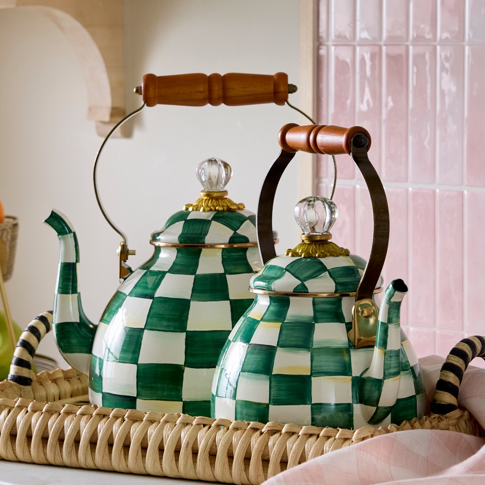 MacKenzie-Childs Emerald Check Tea Kettle