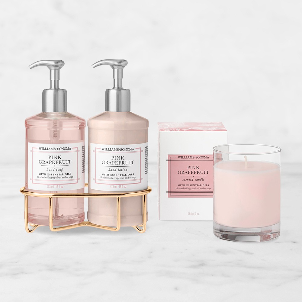 Williams Sonoma Pink Grapefruit Hand Soap, Lotion & Candle 4-Piece Set