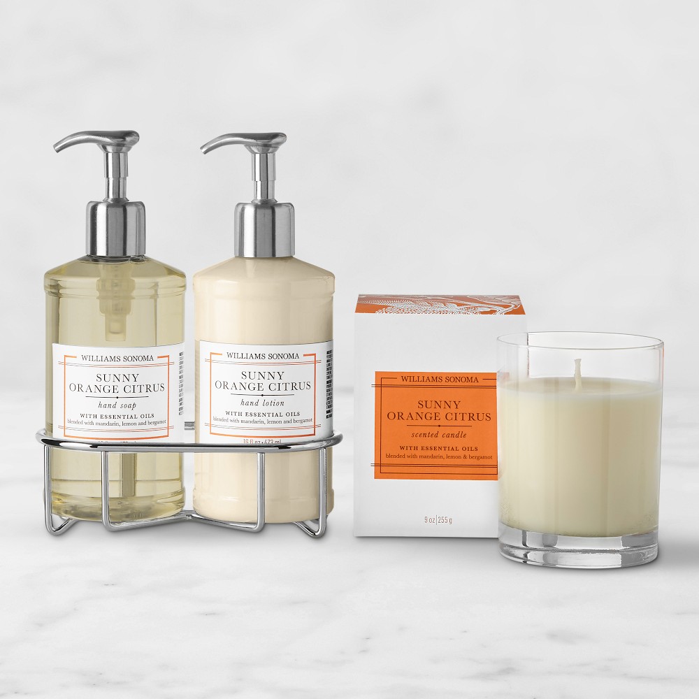 Williams Sonoma Sunny Orange Citrus Hand Soap, Lotion & Candle 4-Piece Set
