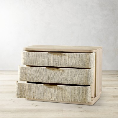 Seiche 3-Drawer Large Grass Cloth Nightstand (42