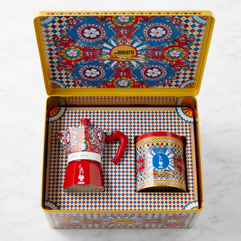 Bialetti Moka Dolce & Gabbana 3-Cup + 1 Irresistible Coffee Tin Gift Set, Carretto