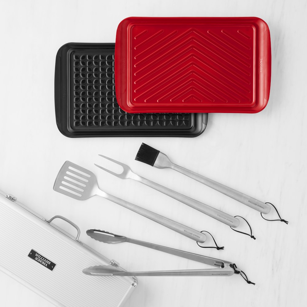 Williams Sonoma Grill Prep Trays with 4-Piece BBQ Tool Set