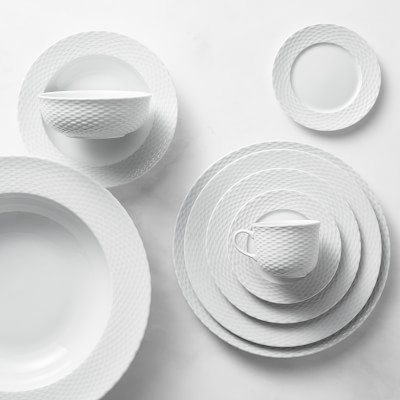 Pillivuyt Basketweave Porcelain Soup Plates, Set of 4