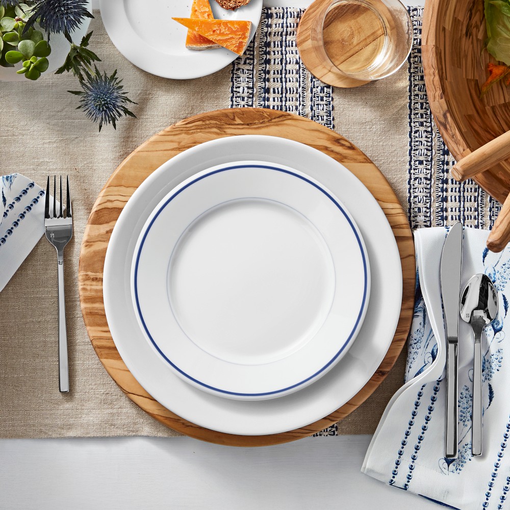 Apilco Tradition Blue-Banded Salad Plates, Set of 4