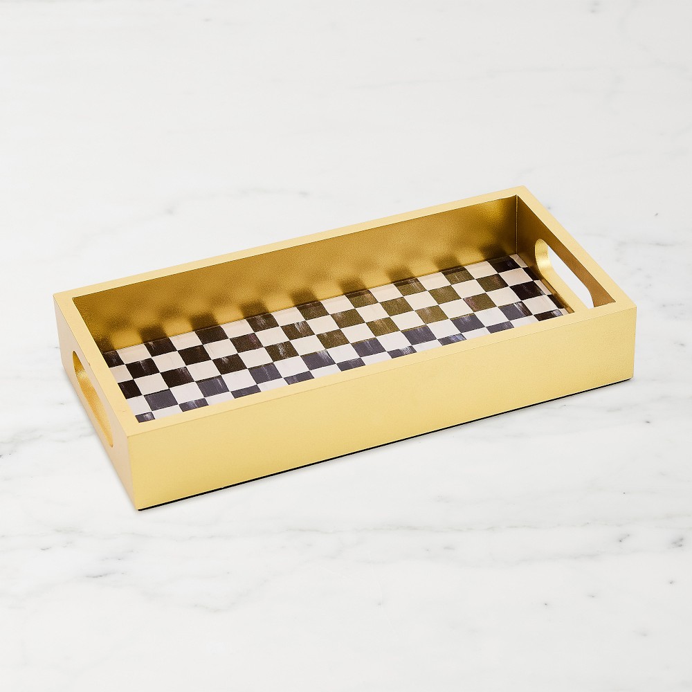 MacKenzie Childs Courtly Check Glass Vanity Tray