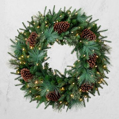 Balsam Hill Mixed Evergreen Pre-Lit Faux Wreath & Garland