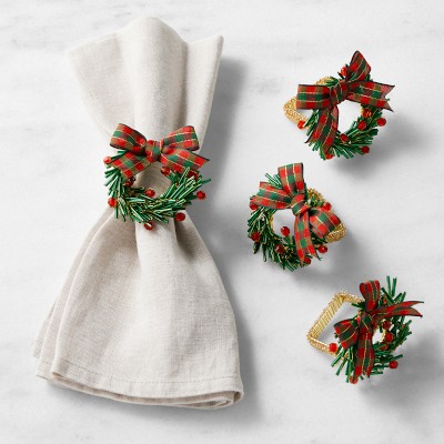 Kim Seybert x Williams Sonoma Figural Wreath Napkin Rings, Set of 4