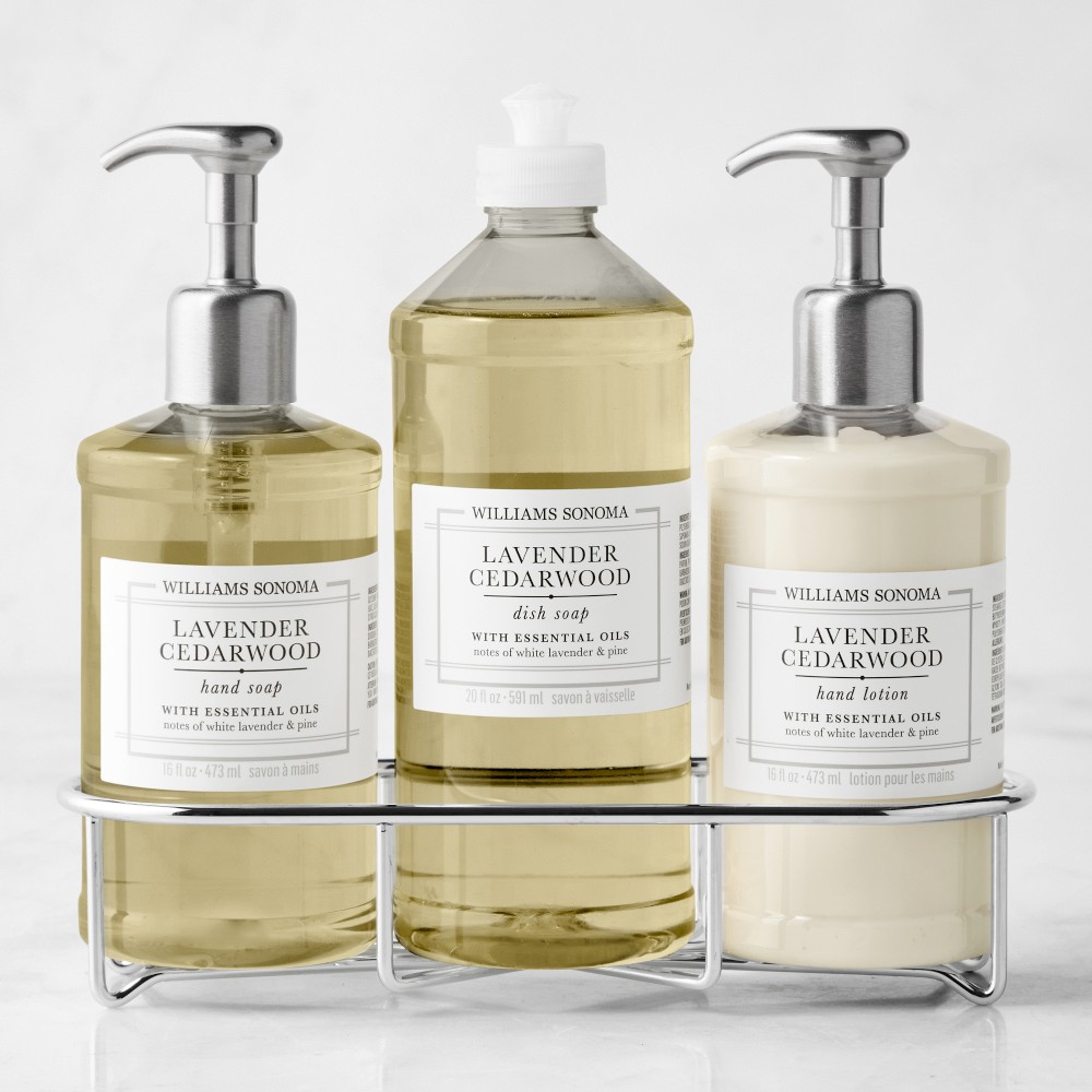 Williams Sonoma Lavender Cedarwood Hand Soap, Dish Soap & Lotion 4-Piece Kitchen Set