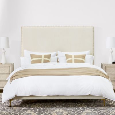 Brooklyn Nontufted Upholstered Bed & Headboard with Nailheads