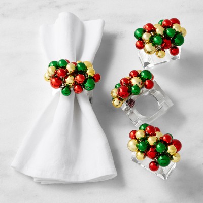 Kim Seybert x Williams Sonoma Holiday Bauble Napkin Rings, Set of 4