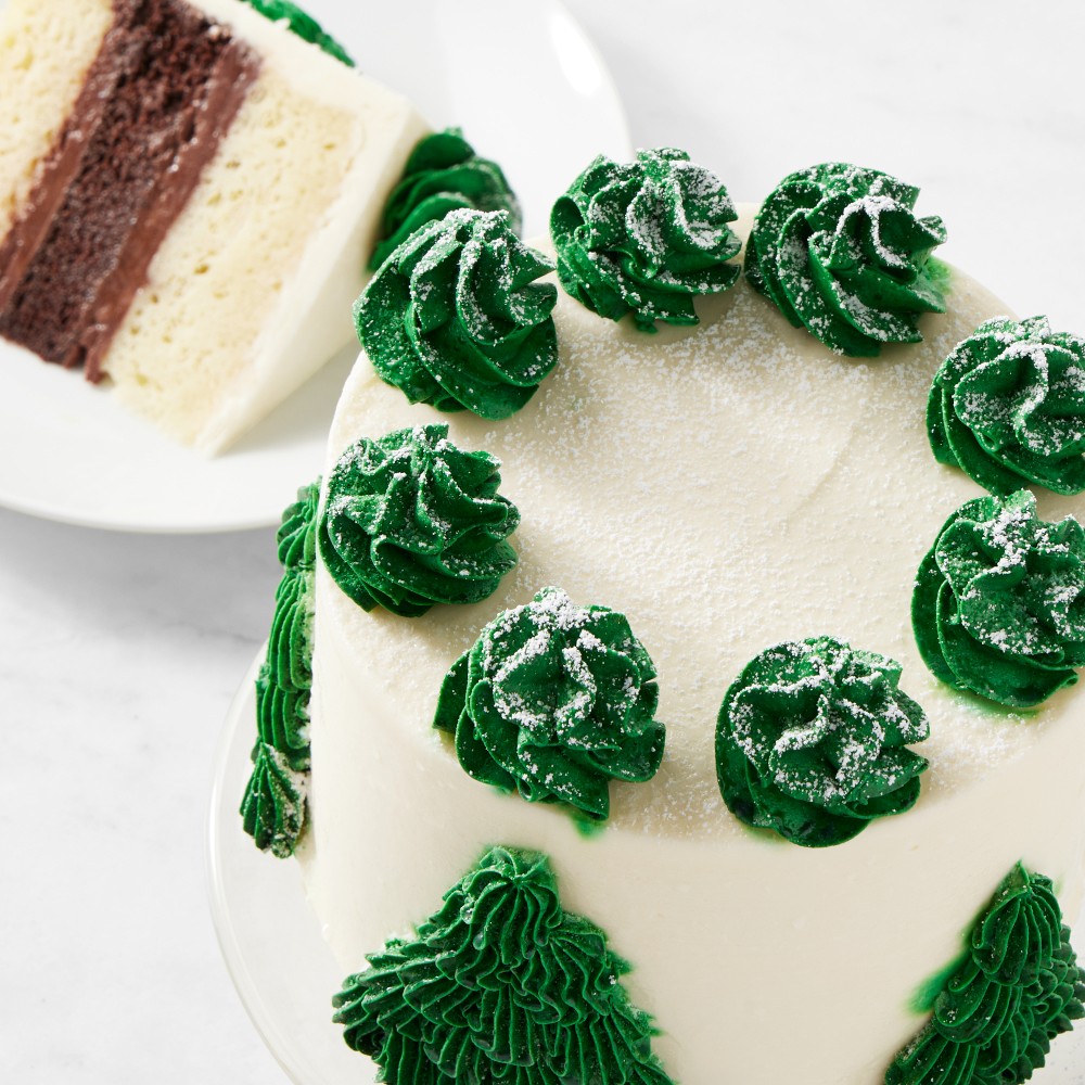 Snowy Trees Three-Layer Cake, Serves 6-8