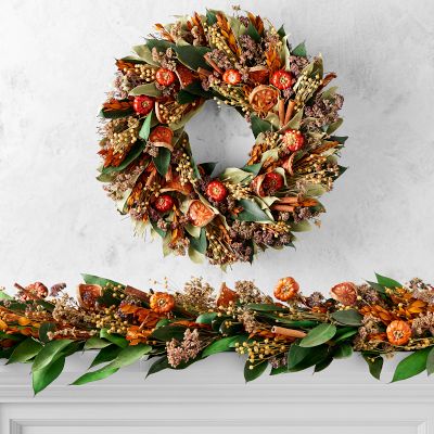 Quince and Cinnamon Stick Dried Wreath & Garland