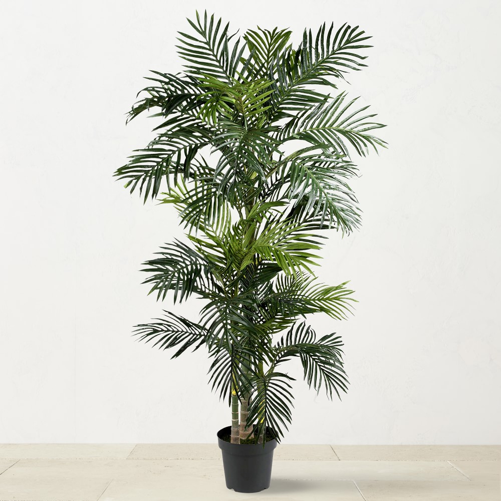 Faux Indoor Golden Cane Silk Palm Tree, 78