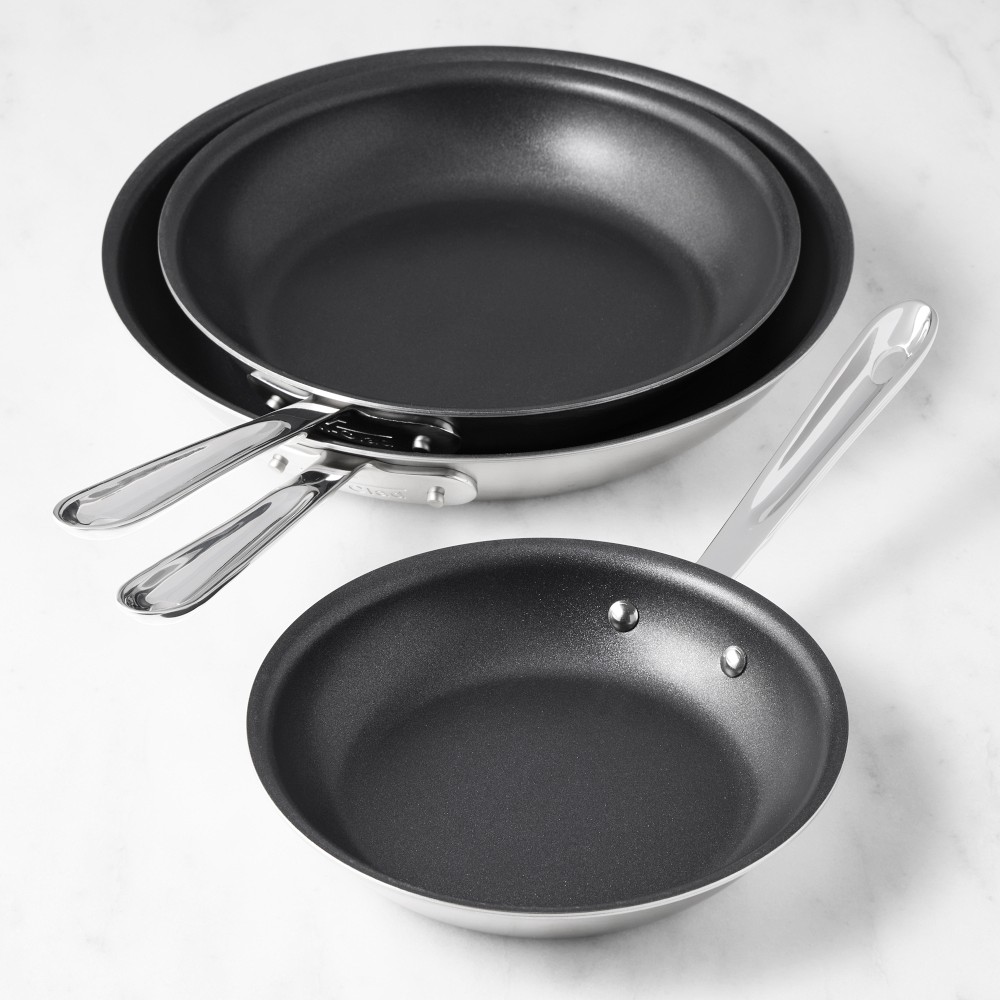 All-Clad D5® Brushed Stainless-Steel Pro Nonstick 3-Piece Fry Pan Set