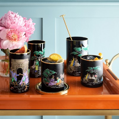 Sheila Bridges x Williams Sonoma Harlem Toile Highball Glasses