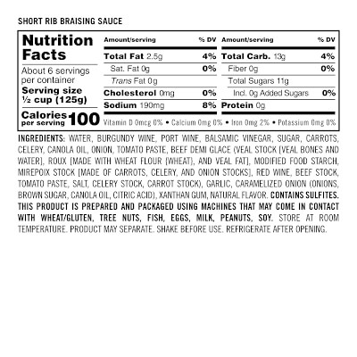 Williams Sonoma Braising Sauce, Classic Short Rib