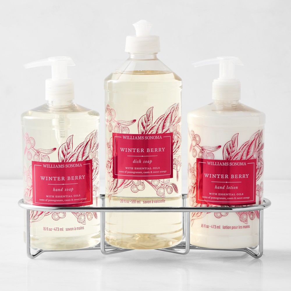 Williams Sonoma Winter Berry Hand Soap, Dish Soap & Lotion 4-Piece Kitchen Set