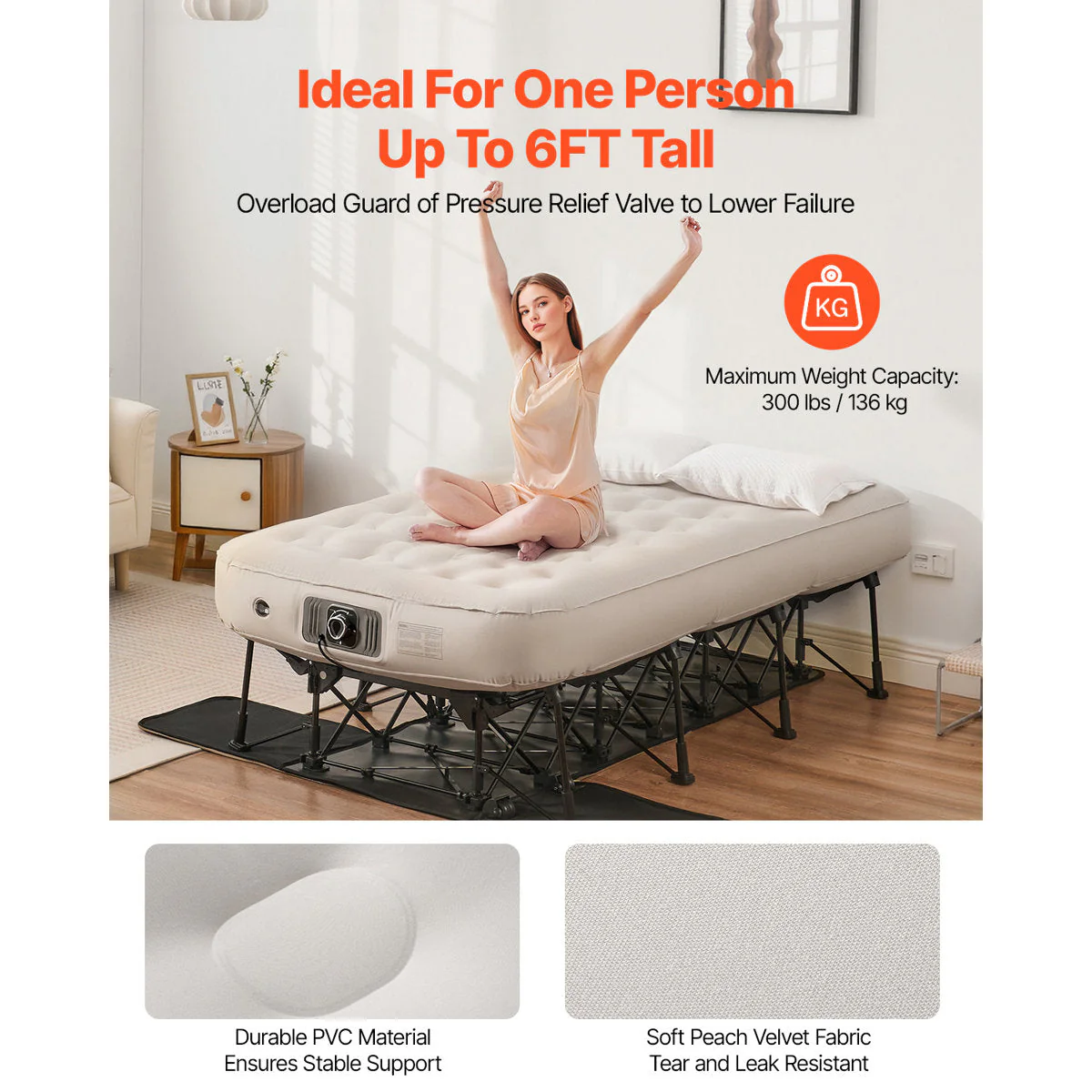 EZ-Bed (Full Size) Air Mattress with Frame & Rolling Case