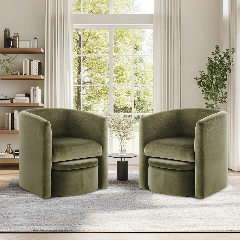 Boucle Chair with Storage Ottoman Set