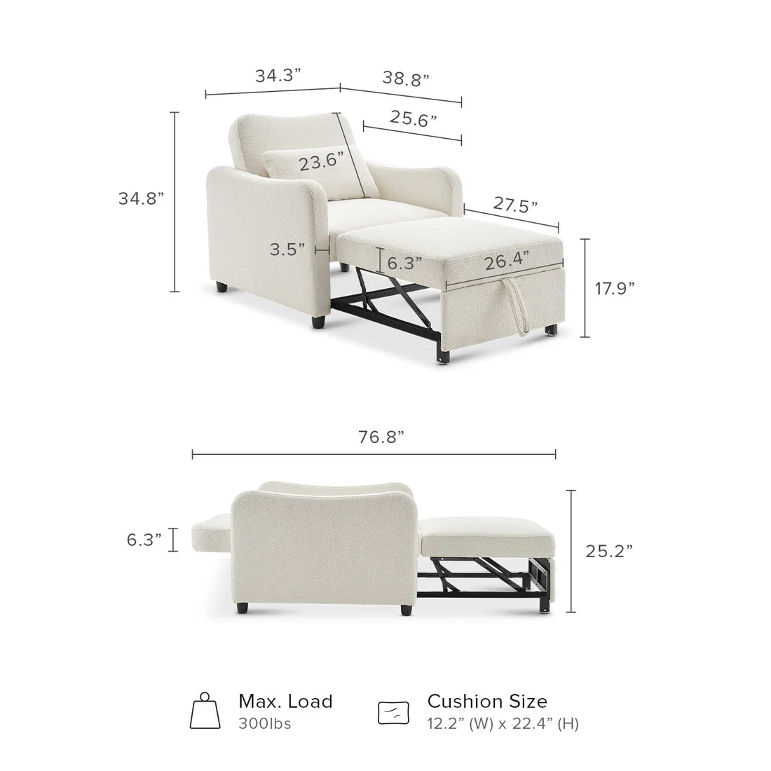 4-in-1 Convertible Sleeper Chair