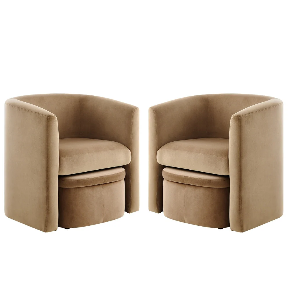 Boucle Chair with Storage Ottoman Set