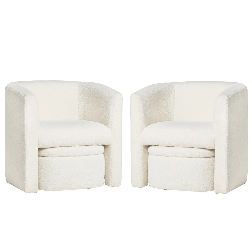Boucle Chair with Storage Ottoman Set