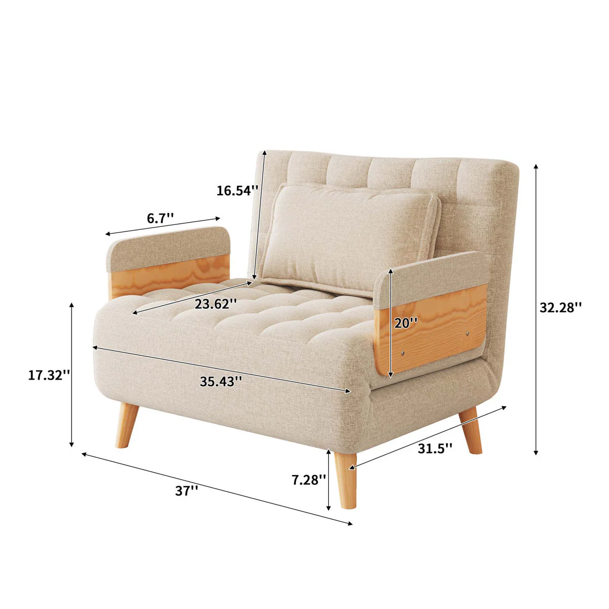 Upholstered Convertible Sleeper Sofa