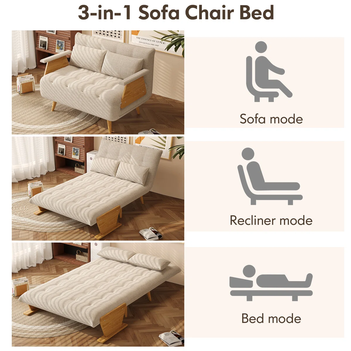 Upholstered Convertible Sleeper Sofa