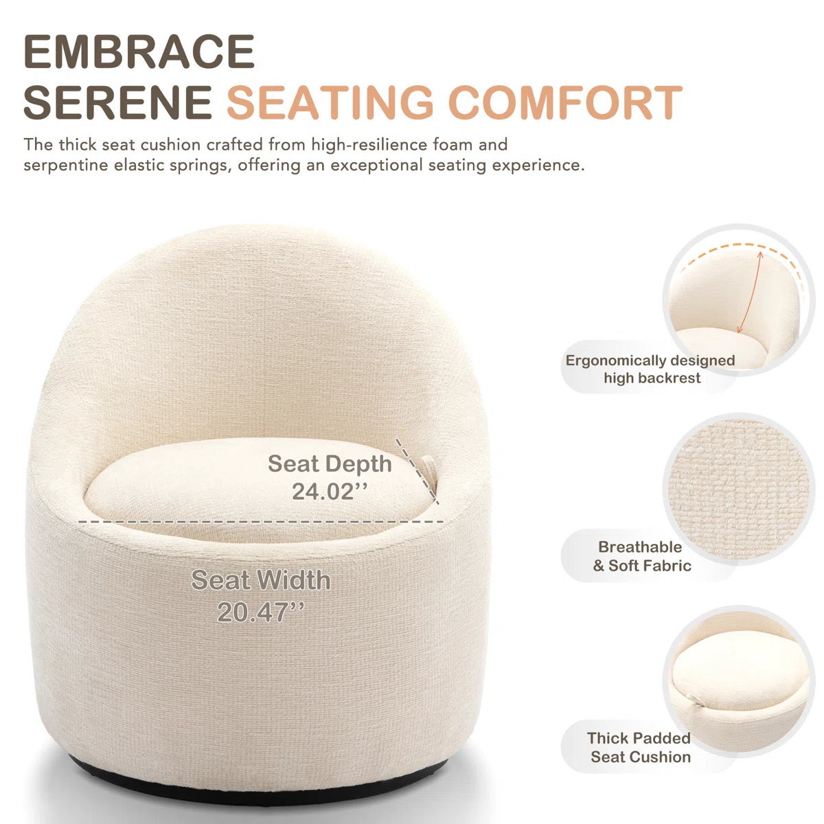 COLAMY Swivel Accent Chair