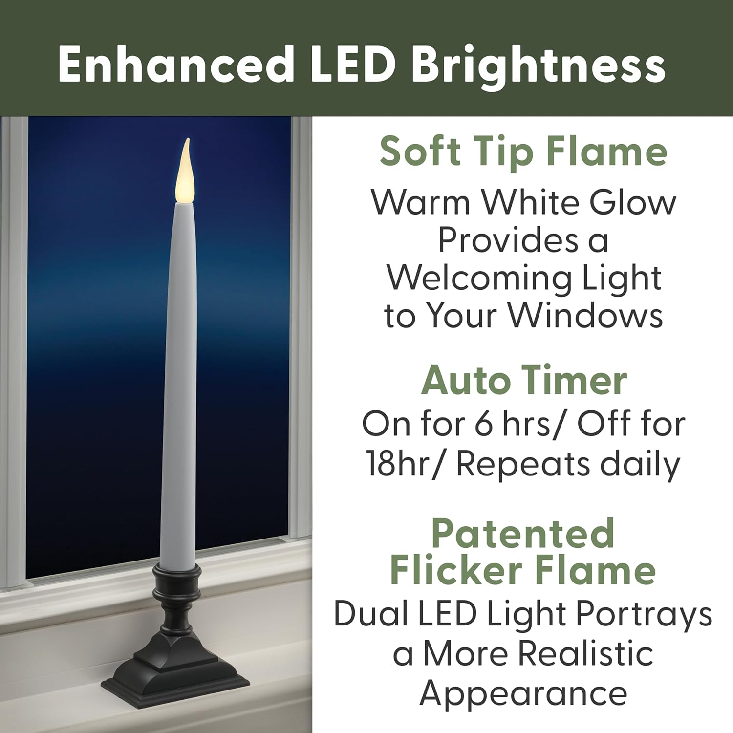 LED Taper Window Candles