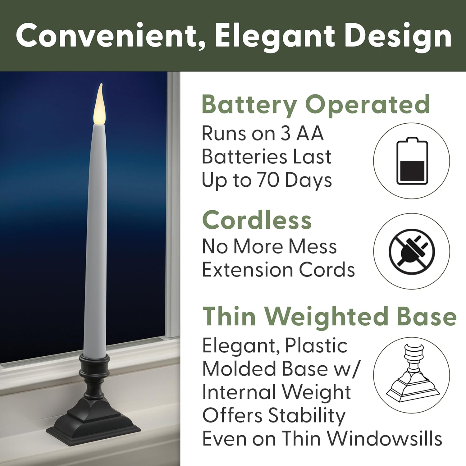 LED Taper Window Candles