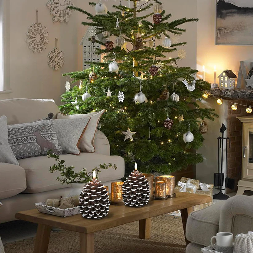 Flameless Pinecone Candles