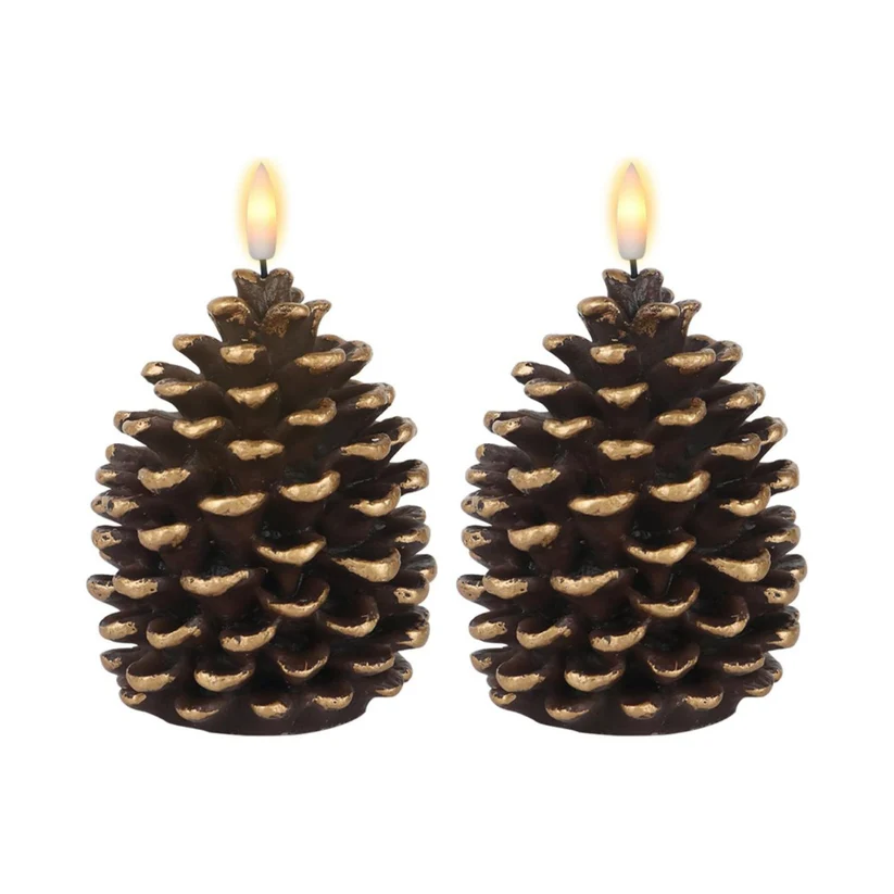 Flameless Pinecone Candles
