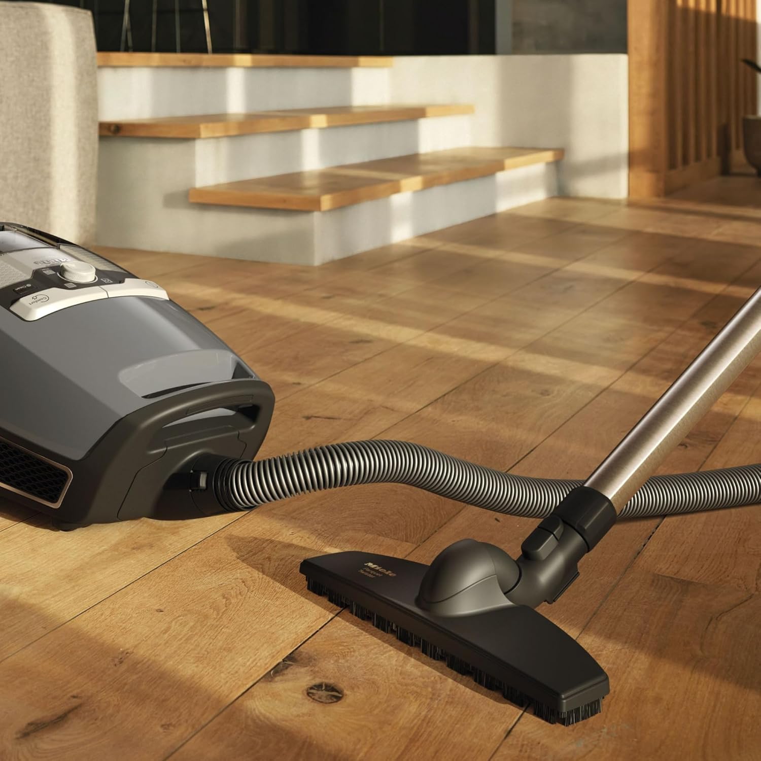 Miele Blizzard CX1 PureSuction Powerline Bagless Canister Vacuum Cleaner with AllTeQ Universal Floorhead and Parquet Twister Floorhead, 1200 W, Graphite Gray – 10829430