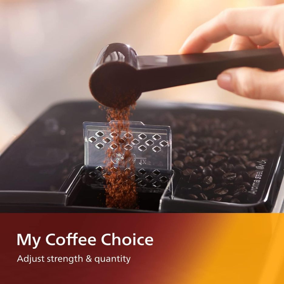 Philips 3200 Series fully automatic espresso machine - LatteGo milk frother and iced coffee, 5 coffee varieties, intuitive touch display, black, (EP3241/74)